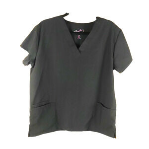 Luv Scrub Women Scrub Top Size Large Black Cotton